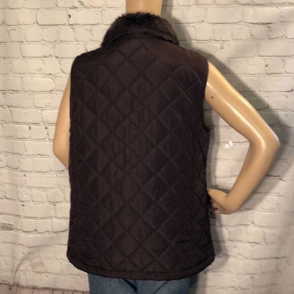 Carolyn Taylor Quilted Puffer Vest Faux Fu… - Picture 5 of 8